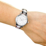 Burberry Classic Stone Silver Dial Horseberry Black Leather Strap Watch for Women - BU10103