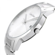 Calvin Klein City Chronograph Silver Dial Silver Steel Strap Watch for Men - K2G2G14X