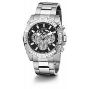 Guess Trophy Chronograph Diamonds Black Dial Silver Steel Strap Watch for Men - GW0390G1