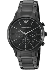 Emporio Armani Dress Chronograph Quartz Black Dial Black Stainless Steel Strap Watch For Men - AR2485
