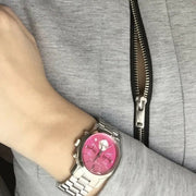Michael Kors Runway Chronograph Pink Dial Silver Steel Strap Watch for Women - MK6160