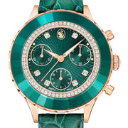 Swarovski Octea Chrono Green Dial Green Leather Strap Watch for Women - 5672931