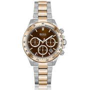 Hugo Boss Novia Chronograph Brown Dial Two Tone Steel Strap Watch for Women - 1502617