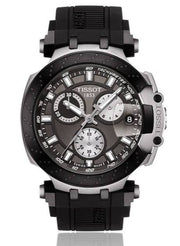 Tissot T Race Chronograph Anthracite Black Dial Black Silicone Strap Watch For Men - T115.417.27.061.00
