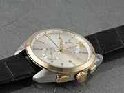 Emporio Armani Claudio Chronograph Silver Dial Black Leather Strap Watch For Men - AR11498
