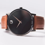 Movado Museum Classic Black Dial Brown Leather Strap Watch for Men - 0607198