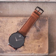 Movado Museum Classic Black Dial Brown Leather Strap Watch for Men - 0607198