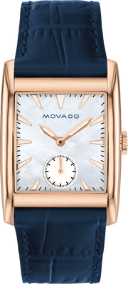 Movado Heritage Mother of Pearl White Dial Blue Leather Strap Watch For Women - 3650052