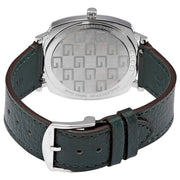 Gucci Grip Silver Dial Green Leather Strap Unisex Watch - YA157412