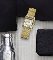 Guess White Dial Gold Mesh Bracelet Watch For Women - W0826L2