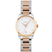 Gucci G Timeless Diamonds Mother of Pearl Dial Two Tone Steel Strap Watch For Women - YA126544