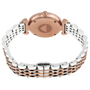 Emporio Armani Gianni T Bar Pink Dial Two Tone Steel Strap Watch For Women - AR11223