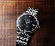 Omega De Ville Prestige Co-Axial Black Dial Silver Steel Strap Watch for Men - 424.10.40.20.01.001