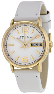 Marc Jacobs Fergus Grey Dial Grey Leather Strap Watch for Women - MBM8654