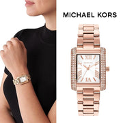 Michael Kors Emery Three-Hand Crystals Silver Dial Rose Gold Steel Strap Watch for Women - MK4641
