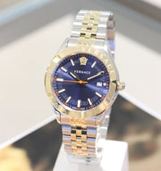 Versace Hellenyium Quartz Blue Dial Two Tone Steel Strap Watch For Men - VEVK00520