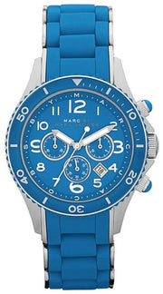 Marc Jacobs Rock Chronograph Blue Dial Blue Silicone Strap Watch for Women - MBM2575
