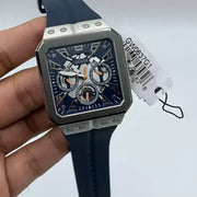 Guess Leo Chronograph Navy Blue Dial Blue Silicone Strap Watch For Men - GW0637G1