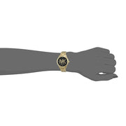Michael Kors Runway Quartz Black Dial Gold Steel Strap Watch For Women - MK6682