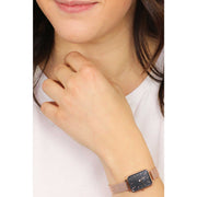 Daniel Wellington Quadro Melrose Black Dial Rose Gold Mesh Bracelet Watch For Women - DW00100432