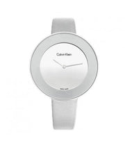 Calvin Klein Chic Silver Dial White Leather Strap Watch for Women - K7N23UP8