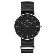 Daniel Wellington Classic Cornwall Quartz Black Dial Black Nylon Strap Watch For Women - DW00100151
