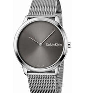 Calvin Klein Minimal Grey Dial Silver Mesh Bracelet Watch for Men - K3M211Y3
