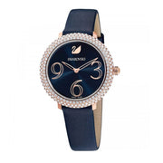 Swarovski Crystal Frost Blue Dial Blue Leather Strap Watch for Women - 5484061