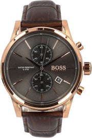 Hugo Boss Jet Chronograph Grey Dial Brown Leather Strap Watch for Men - 1513281