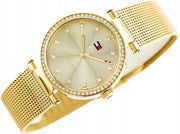 Tommy Hilfiger Lynn Quartz Gold Dial Gold Mesh Bracelet Watch For Women - 1781864