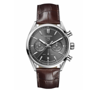 Tag Heuer Carrera Chronograph Grey Dial Brown Leather Strap Watch for Men - CBN2012.FC6483