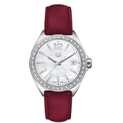 Tag Heuer Formula 1 Quartz Mother of Pearl Dial Red Leather Strap Watch for Women - WBJ131A.FC8253