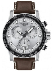 Tissot Supersport Chrono Silver Dial Brown Leather Strap Watch for Men - T125.617.16.031.00