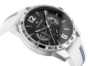 Tommy Hilfiger Multifunction Black Dial White Rubber Strap Watch for Men - 1791475
