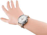 Fossil Boyfriend Chronograph White Dial Brown Leather Strap Watch for Women - ES3625