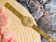 Guess Iconic Diamonds Gold Dial Gold Mesh Bracelet Watch For Women - GW0477L2