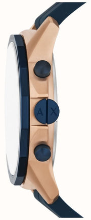 Armani Exchange Hampton Chronograph Rose Gold Dial Blue Silicone Strap Watch For Men - AX1730