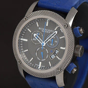 Burberry Sports Chronograph Black Dial Blue Rubber Strap Watch for Men - BU7714