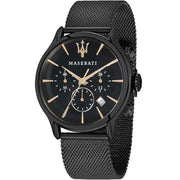Maserati Epoca Chronograph Black Dial Black Mesh Strap Watch For Men - R8873618013
