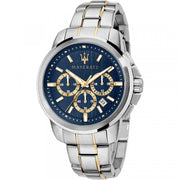 Maserati Successo Chronograph Quartz Blue Dial Silver Steel Strap Watch For Men - R8873621016