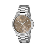 Gucci G Timeless Quartz Brown Dial Silver Steel Strap Watch for Men - YA126317