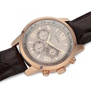 Guess Horizon Quartz Champagne Dial Brown Leather Strap Watch For Women - W0380G4