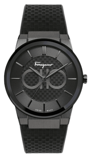 Salvatore Ferragamo Sapphire Black Dial Black Rubber Strap Watch for Men - SFHP00320