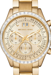 Michael Kors Brinkley Diamonds Gold Dial Gold Steel Strap Watch for Women - MK6187