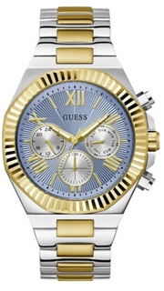 Guess Equity Analog Blue Dial Two Tone Steel Strap Watch For Men - GW0703G3