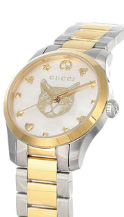 Gucci G Timeless Quartz Mother of Pearl Dial Two Tone Steel Strap Watch For Women - YA1265012