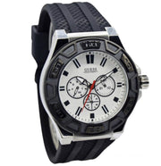 Guess Force Analog Quartz White Dial Black Rubber Strap Watch For Men - W0674G3