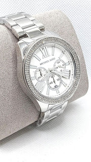 Michael Kors Wren Chronograph Silver Dial Silver Steel Strap Watch for Women - MK7429