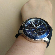 Michael Kors Cunningham Multifunction Blue Dial Black Rubber Strap Watch For Men - MK7160