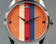 Gucci G Timeless Quartz Brown Dial Brown Leather Strap Watch For Men - YA1264078